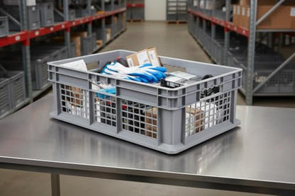 Hudson Exchange 24 x 16 x 8" Mesh Straight Wall Handled Storage Container Tote, Gray - color: Gray, size: 1 Pack