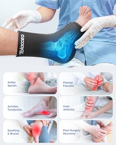 Tolaccea Ankle Ice Pack Wrap PRO for Injuries, Foot Ice Pack for Hot and Cold Therapy, Flexible Cold Pack for Plantar Fasciitis,Swelling,Sprained, ColdFocus for More Cooling X-Large (Pack of 1) - size: XLx1, style: Pro