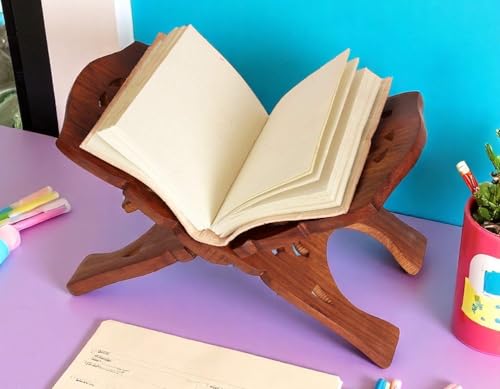 Goofy Turtle 12 Inch Sheesham Wooden Book Stand Rehal for Pooja Path, Quran, Geeta, Bible, Shiv Puran, Reading