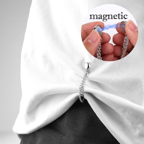 4pcs Magnetic Clothing Clips, Multi-Function Magnetic Button Clips Pinless Magnet Clothing Pins Clothing Accessories for Sleeves Skirts Dresses (Silver) - color: Silver
