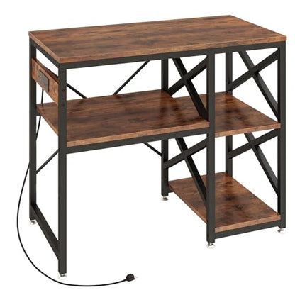 METYERRY 40-50 Gallon Fish Tank Stand with Power Outlet,Adjustable Shelf | 3 Tier Storage,660 LBS Heavy Duty Steel Frame, Fits Fish Reptile and Turtle Tanks, Stable Home Aquarium Setup - color: Rustic Brown, size: 40-50 Gallon