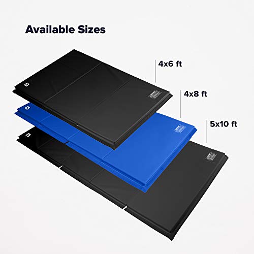 We Sell Mats Gymnastics Mat, Folding Tumbling Mat, Portable with Hook & Loop Fasteners - color: Black, size: 4 ft x 6 ft x 2 in