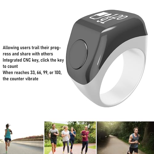Finger Smart Tally Counter Ring, Muslim Digital Azan Alarm Clock, Vibration Reminder, Touch Control, 0.42in Screen, for Nice Islamic Gift - color: White