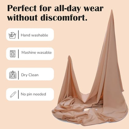 Premium Jersey Hijab Scarves -Turban Head Wraps for Women, Fashion Headbands Long Plain Muslim Shawls - color: Light Beige