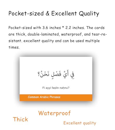 100 Essential Arabic Phrases Flash Cards for Adults - Learn Arabic Phrases for Beginners with Durable & Portable Flashcards- Arabic Flashcards Simple Phrases