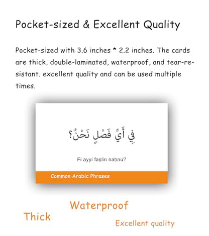 100 Essential Arabic Phrases Flash Cards for Adults - Learn Arabic Phrases for Beginners with Durable & Portable Flashcards- Arabic Flashcards Simple Phrases
