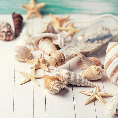 Tiny Mixed Ocean Beach Spiral Seashells &10 Small Starfish - for Fish Tank and Vase Filler, Beach Theme Party, Wedding Decor - DIY Craft Supplies (5-30mm) - size: 5-30mm