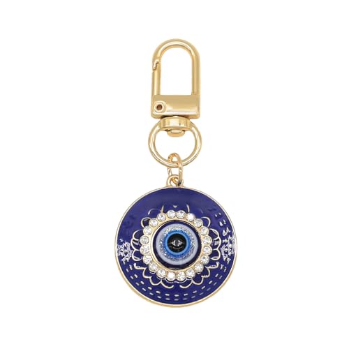 Evil Eye Keychain Hamsa Hand keychain Protection Charm for Men Women Car Key Ring Bag Purse Accessories - color: Gold Blue Eye