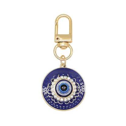 Evil Eye Keychain Hamsa Hand keychain Protection Charm for Men Women Car Key Ring Bag Purse Accessories - color: Gold Blue Eye