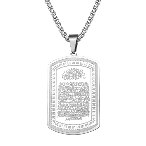 OIDEA Islamic Allah Necklace for Men Women: Stainless Steel Muslim Ayatul Kursi Quran Pendant Necklace Islam Arabic Eid Ramadan Jewelry Gifts