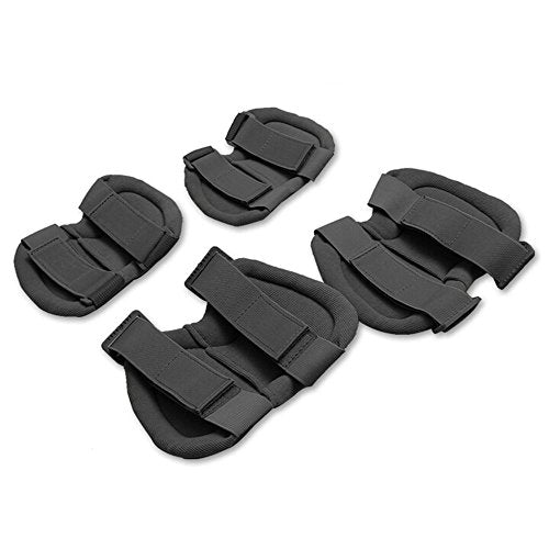 Pack Of 4 Tactical Combat Knee & Elbow Protective Pads Guard Black (2*Knee Pad and 2*Elbow Pad)