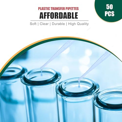 50 PCS 3ml Dropper Pipettes - Disposable Pipettes Dropper for Accurate Liquid Transfer, Perfect for Essential Oils, Resin, Crafts, Labs - Plastic Pipette, Droppers - size: 3 ML