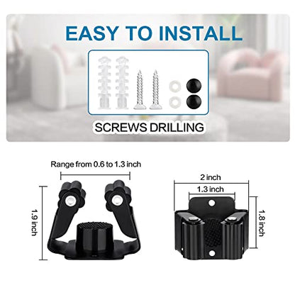 JAMEND CLXP 3PCS Broom and Mop Holder, Heavy Duty Garden Tool Organizer Rack Rake and Shovel Handle, Stainless Steel Mop Hanger. Wall Mounted Utility Rack with Screws, Matte Black - color: Black, size: 3