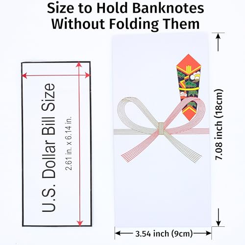Japanese Traditional Paper Cash Gift Envelopes, 15 Pack - size: 7.07 x 3.50 in (15 Pack)