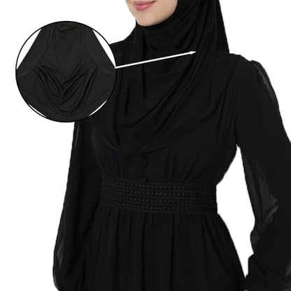 LMVERNA Ready To Wear Hijab for Women Muslim Instant Turban Soft Scarf for Prayer Long Hijabs - color: Black