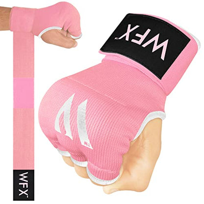 WFX Kids Junior Boxing Hand Wraps Inner Gloves Gel Padded Elasticated Padded Fist Under Gloves Pair Combat Sports for Young Fighters Gel Boxing Hand Wraps - color: Pink