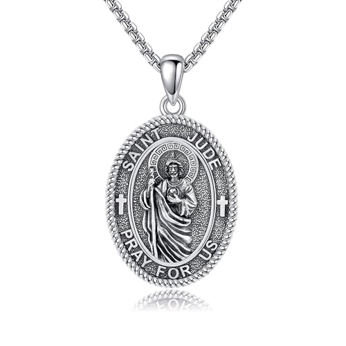 Sterling Silver 3 Nails Cross/Saint/Egyptian/Catholic Cross/Holy Spirit Necklace Religious Pendant Jewelry for Women - style: St Jude