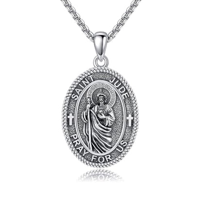 Sterling Silver 3 Nails Cross/Saint/Egyptian/Catholic Cross/Holy Spirit Necklace Religious Pendant Jewelry for Women - style: St Jude