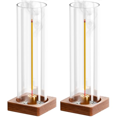 2 Pack Incense Holder for Sticks, Insence-Stick Holder Ash Catcher with Removable Glass, Anti-Ash Flying Mess-Free Incense Burner, Perfect for Meditation Yoga Relaxation, Home Decor