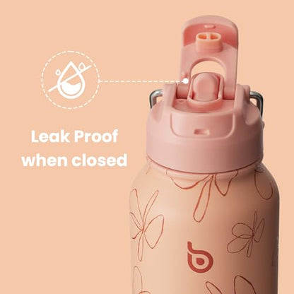 BOTTLE BOTTLE 32oz Insulated Water Bottle with Pill Box | Stainless Steel,Sport Water Bottle, with Straw Dual-use Lid and Pill Box, Design for Gym - color: yellow flower