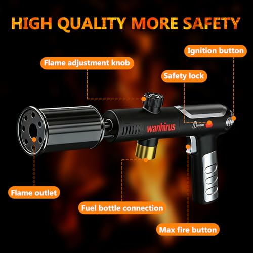 Upgraded Powerful Propane Torch Gun, Kitchen Cooking Culinary Torch Lighter, Adjustable Blow Torch for Sous Vide Searing Steak, BBQ, Grill, Campfire Starter, Gas Welding Kit(Tank Not Included)