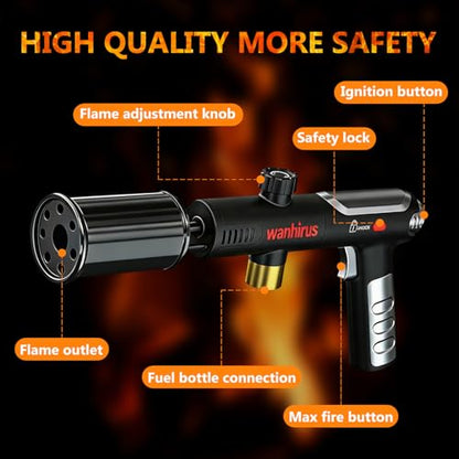 Upgraded Powerful Propane Torch Gun, Kitchen Cooking Culinary Torch Lighter, Adjustable Blow Torch for Sous Vide Searing Steak, BBQ, Grill, Campfire Starter, Gas Welding Kit(Tank Not Included)