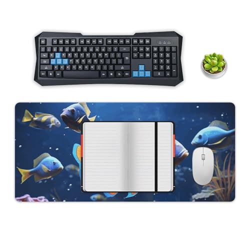 Large Size Gaming Mouse Pad Fishs Desk Mat Non-Slip Base Waterproof Desktop Writing Pad for Office Home - color: Fishs, size: 40x90cm