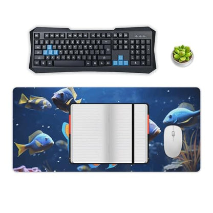 Large Size Gaming Mouse Pad Fishs Desk Mat Non-Slip Base Waterproof Desktop Writing Pad for Office Home - color: Fishs, size: 40x90cm
