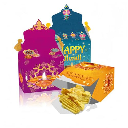 YVAINE 12 PCS Happy Diwali Treat Candy Boxes Mandala Decoration Favors Gift Boxes Festival of Lights Diwali Diya Goodie Boxes for Indian Deepavali Party Supplies