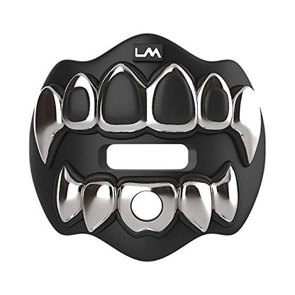 Loudmouth Football Mouth Guard - 3D Chrome Grillz Football Mouthpiece, Fits Adult & Youth, Mouth Guard Accessories (3D Grillz - Chrome Black/Silver) - color: 3d Grillz - Chrome Black/Silver