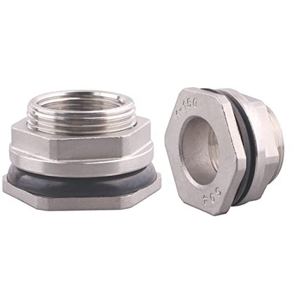 DERNORD 1" Female Bulkhead Water Tank Connector Stainless Steel Bulkhead Fittings Pack of 2 - size: 1 Inch, style: Pack of 2