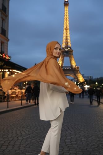 Instant Chiffon Hijab, Ready to wear hijab, modal wrap, Abaya, modern Instant Scarf, Soft breathable scarf - color: S11 Mustard