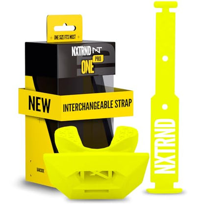 Nxtrnd One Pro Football Mouth Guard, Interchangeable Strap, Fits Adult & Youth (Neon Yellow) - color: Neon Yellow Pro