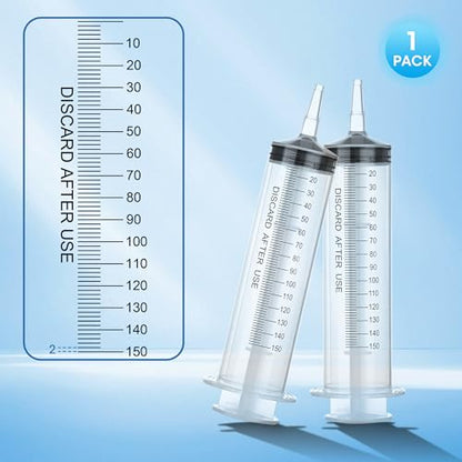 150ml Large Syringe for Thick Liquids, Individually Wrapped | Plastic Syringe Without Needle for Scientific Labs, Industrial Fluid Transfer & Lubricant Dispensing - style: 150cc