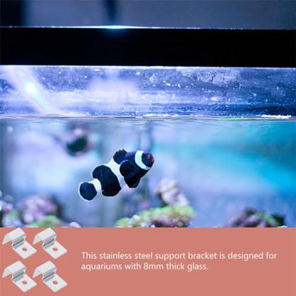 POPETPOP 4pcs Heavy Duty Stainless Steel Fish Tank Glass Cover Bracket Support for Aquarium Lid Holder Resistant for Thick Glass Aquariums