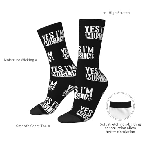Muslim Islam Arabic Islamic Religious Allah God Be Socks, Unisex Adult Crew Socks, Cotton Cozy Casual Sock - color: 2 Black-1