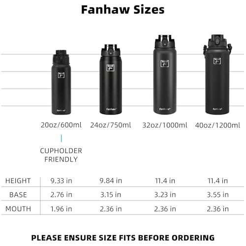 Fanhaw 24 oz Insulated Stainless Steel Water Bottle with Anti-Dust Chug Lid, Leakproof Vacuum Metal Everyday Use Bottle for Kids, Teens & Adults, Back to School Essentials (Gray) - color: Gray, style: 24 Ounces