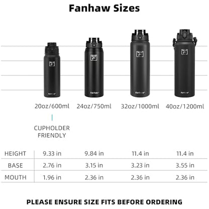 Fanhaw 20 oz Insulated Stainless Steel Water Bottle with Anti-Dust Chug Lid, Leakproof Vacuum Metal Everyday Use Bottle for Kids, Teens & Adults, Back to School Essentials (Black) - color: Black, style: 20 Ounces