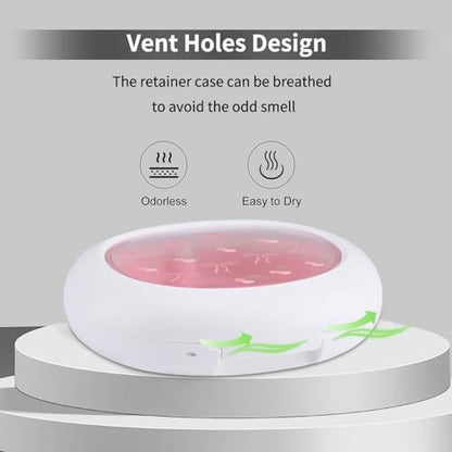 Cute Retainer Case with Silicone Pad, Portable Slim Aligner Case Orthodontic Retainer Box, Denture Storage Container Travel Mouth Guard (Bowknot Cherry) - color: Bowknot Cherry