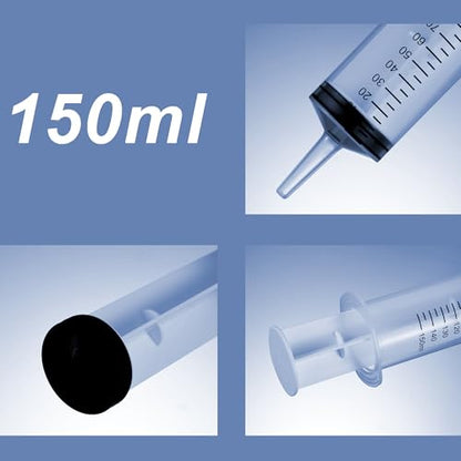 2 Pack Large Syringes, Large Plastic Garden Industrial Syringes for Scientific Labs, Measuring, Watering, Refilling, Filtration Multiple Uses (150 ML) - size: 150 ML