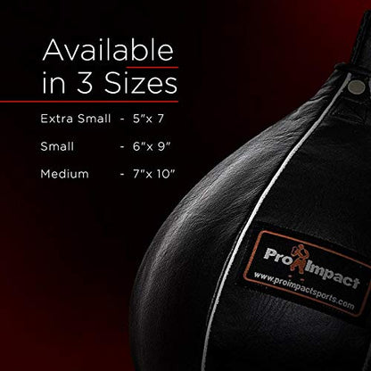 Leather Speed Bag – Rapid Rebound Pear-Shaped Punching Ball with Durable Latex Bladder for Boxing, MMA & Home Gym - color: Black, size: XS - 5"x7"