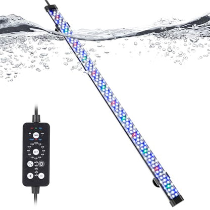 hygger Submersible LED Aquarium Light, 24W 26.8 in 24/7 Mode Fish Tank Light with 5 Rows Beads, with Timer 9 Colors and Adjustable Brightness, Full Spectrum IP68 Waterproof Light for Fish Tank 28-54in - size: 26.8in 24W