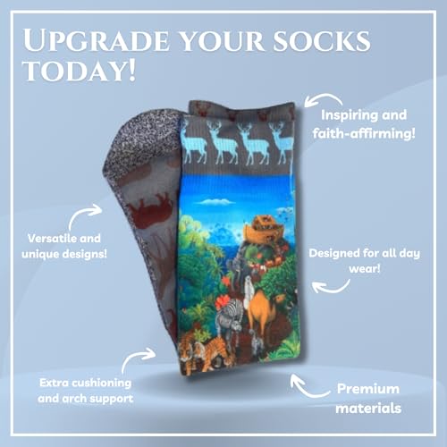 Men's – Christian Crew Socks for Men with Scripture | Moisture-Wicking | Easter Gift Idea - color: The Noahs