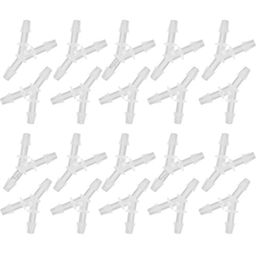 1/8" Polypropylene Y-Shaped 3-Way Barbed Hose Fitting, 20 Pcs | Y-shaped design splits one inlet into two angled outlets for air hoses and water pipes; supports routing and repair projects - style: 20pcs, 1/8" O.D.
