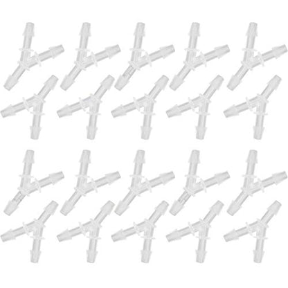 1/8" Polypropylene Y-Shaped 3-Way Barbed Hose Fitting, 20 Pcs | Y-shaped design splits one inlet into two angled outlets for air hoses and water pipes; supports routing and repair projects - style: 20pcs, 1/8" O.D.