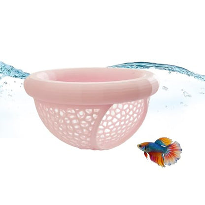 Floating Betta Hammock and Shrimp Feeder, Cave and Hammock, Small Fish Feeding Ring & Resting Spot, Fish Tank Accessories (Pink) - color: Pink