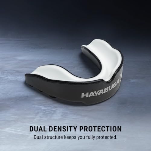 Hayabusa Combat Sports Mouth Guard Youth, Kids and Adult Sizes Comes with Case - Black/White, Youth - color: Black/White, size: Youth