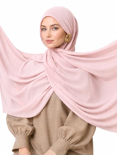 Premium Breathable Modal Cotton Hijab for Women, Lightweight, Non-Slip, Soft & Elegant Scarf for Everyday Wear - color: Blush Pink