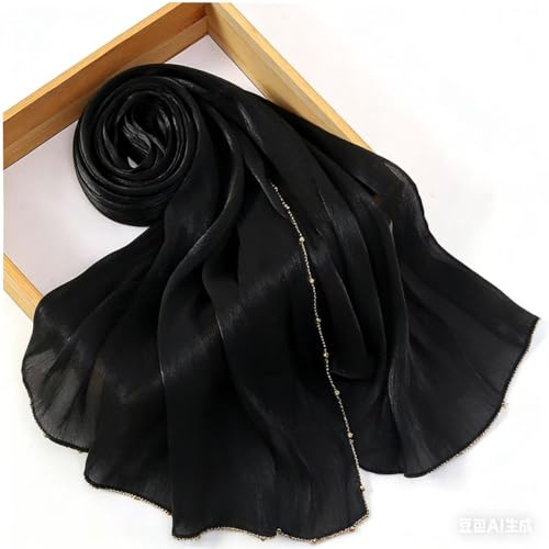 Shimmer Party Hijab, Lightweight Stylish Hijab Scarf for Women - color: Black