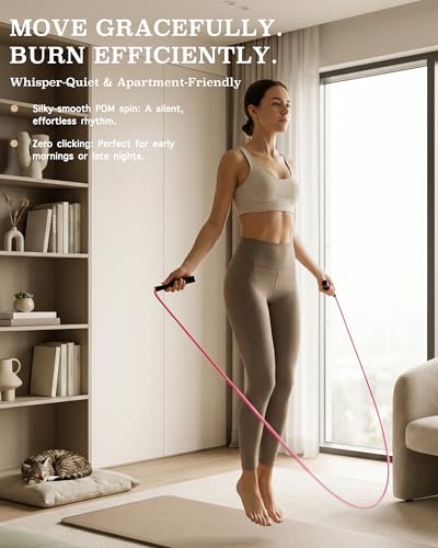 YUEDONG Women's Silent Jump Rope, Adjustable PVC Rope for Apartment Fitness | Whisper-quiet rotation, adjustable tangle-free PVC rope, ergonomic grip, carry pouch, for apartment cardio and home workouts - color: YELLOW